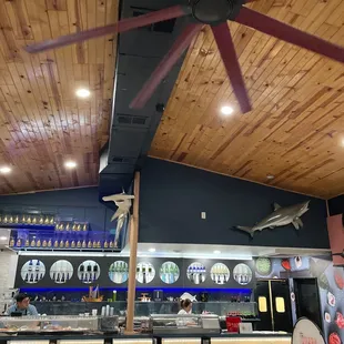 Decor above the sushi bar