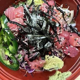 Ahi tuna Poke Bowl with 3 Scoops of Protein