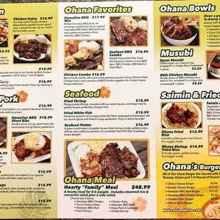 the menu for ohana hawaiian bbq