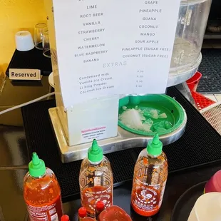 a table with a menu