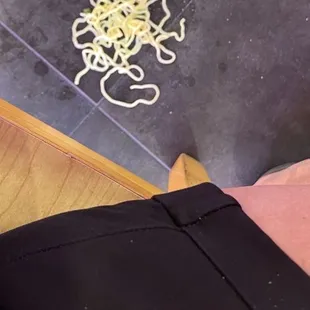 Noodles that fell on the floor, couldn&apos;t pick it all up