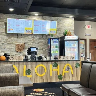 the front desk and seating area