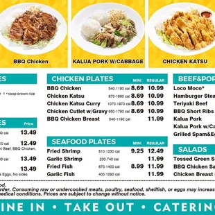 the menu for the restaurant