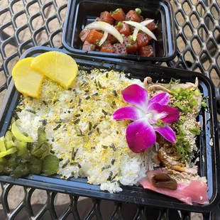 Kalua Pork Bento with side of Shoyu Tuna Poke