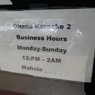 Hours of operation