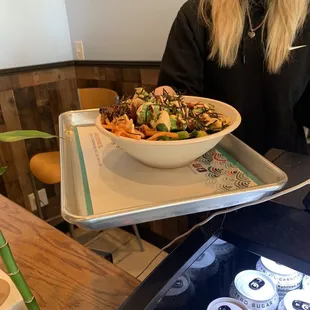 Poke bowl with sushi rice
