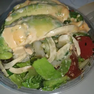 My tuna poke I took back to the office. Yes. That is avacado on top.