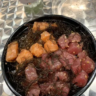 Combo Salmon &amp; Limu Ahi Poke Bowl. Ran out of Sea Asparagus so had extra limu. The way I like it.