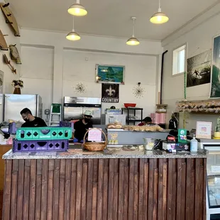 the counter of a bakery
