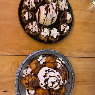 two plates of food on a table