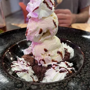 Brownie with ice cream dessert