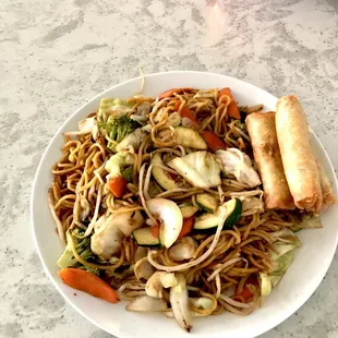 Y5. Tofu Yakisoba &amp; Spring Rolls