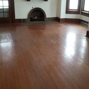 a living room with a fireplace