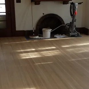 a hardwood floor in a living room