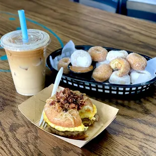 Ohanalulu - Iced Caramel Macchiato, Mini Donuts, Breakfast Sandwich