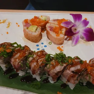 Pink lady specialty roll and Cowboy roll