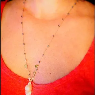 Now at Ohelo Road. Baroque Pearl necklace with semi precious stones.