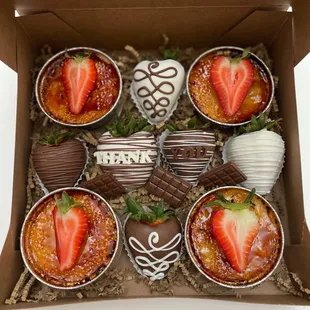 Crème Brûlées &amp; Chocolate Covered Strawberries (Thank You Box)