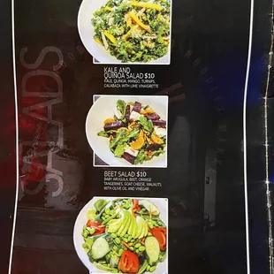 salads, menu