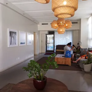 Hotel lobby showing the entrance to the pool, laundry, ice and vending machines