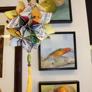 Original paintings by Sue Williams and origami by Mike Christoff