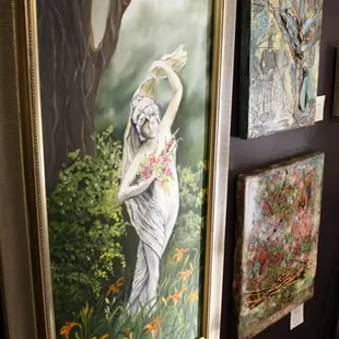 Original painting by Barbara Rores and original encaustic pieces by Laura Jacob