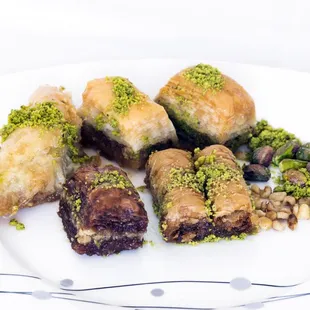 a plate of baklava