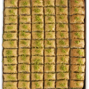 a tray of baklava