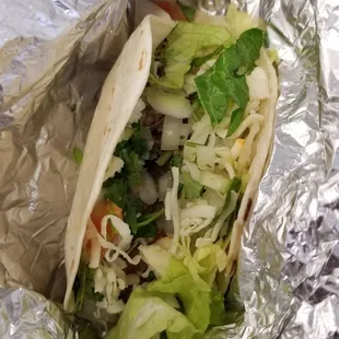 a burrito wrapped in foil