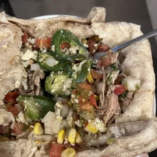 Very unappealing carnitas burrito. Also was ice cold