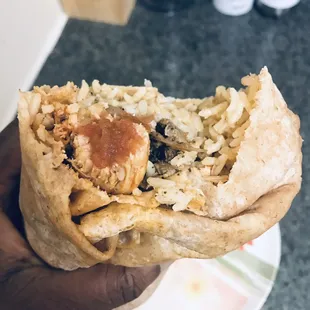 Chicken and Pork Burrito ($7.15) + 0.25 cents for getting the burrito on a whole wheat tortilla.