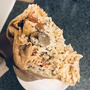 Chicken and Pork Burrito ($7.15) + 0.25 cents extra for getting the burrito on a whole wheat tortilla.