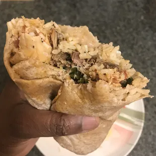 Chicken and Pork Burrito ($7.15) + 0.25 cents extra for getting the burrito on a whole wheat tortilla.