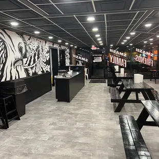 the inside of a restaurant