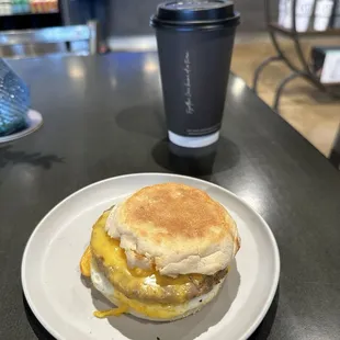 Breakfast Sandwich and Medium Roast Coffee