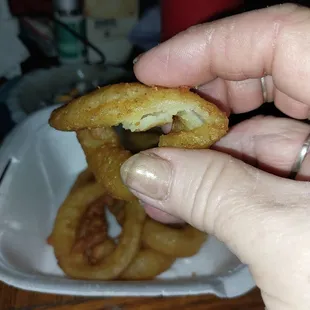 This is how soggy they are no onion rings should be that flexible