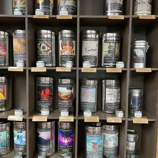 A few of the teas available for purchase.