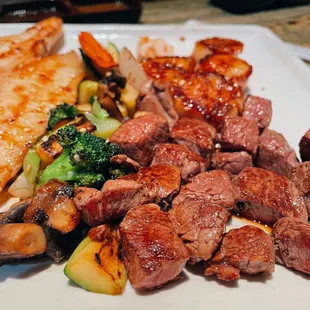 Filet Mignon, Sole, and Scallops