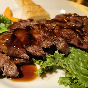 steak and vegetables