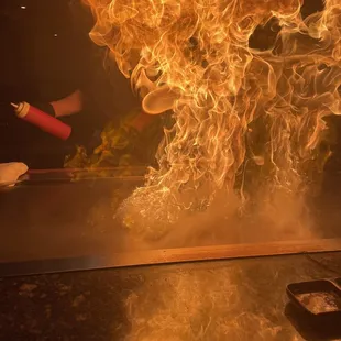 the fire coming out of the grill