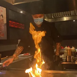 a chef preparing a meal