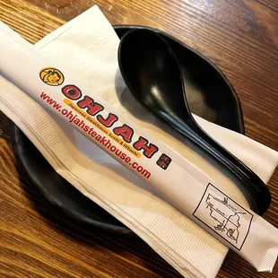 fork, spoon and napkin