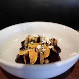 Beet salad, goat cheese and tangerine