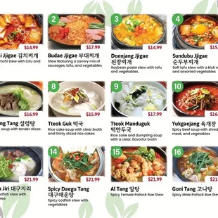 Korean menu