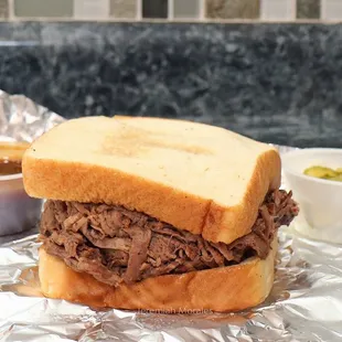 chopped brisket sandwich