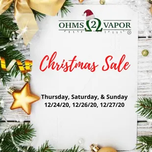 CHRISTMAS SALE 2020 Thursday, Saturday, &amp; Sunday: 12/24/20, 12/26/20, 12/27/20