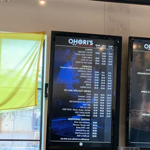 menus on the wall