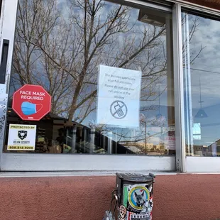 a stop sign in the window