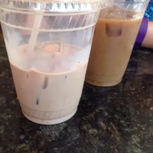 Iced mocha and coffee.