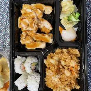 Chicken teriyaki Ohsio (bento) box with fried rice
